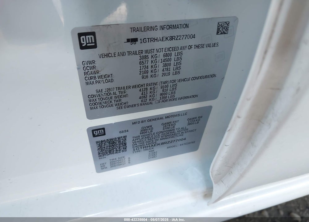 2024 GMC SIERRA 1500 2WD DOUBLE CAB STANDARD BOX PRO VIN: 1GTRHAEK8RZ277004