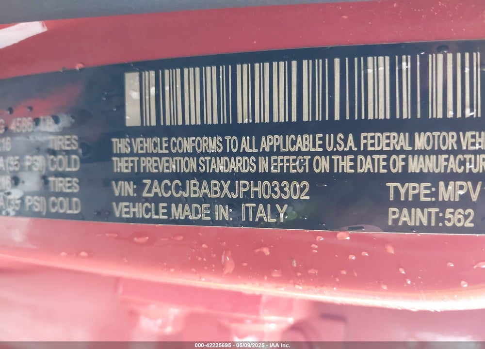 2018 JEEP RENEGADE VIN: ZACCJBABXJPH03302