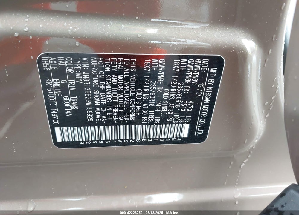 2025 NISSAN ROGUE VIN: JN8BT3BB2SW159929