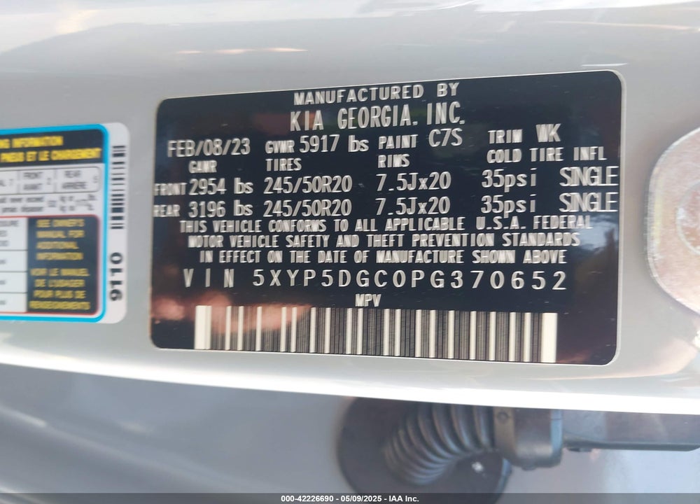 2023 KIA TELLURIDE VIN: 5XYP5DGC0PG370652