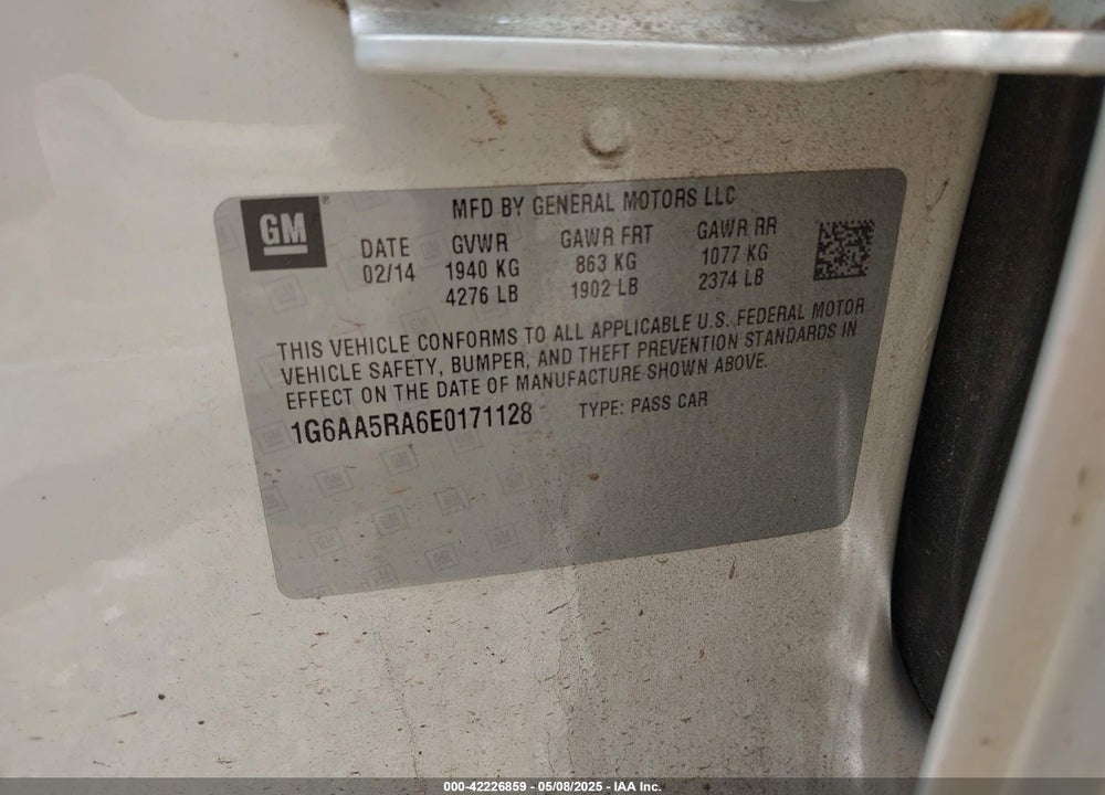 2014 CADILLAC ATS VIN: 1G6AA5RA6E0171128