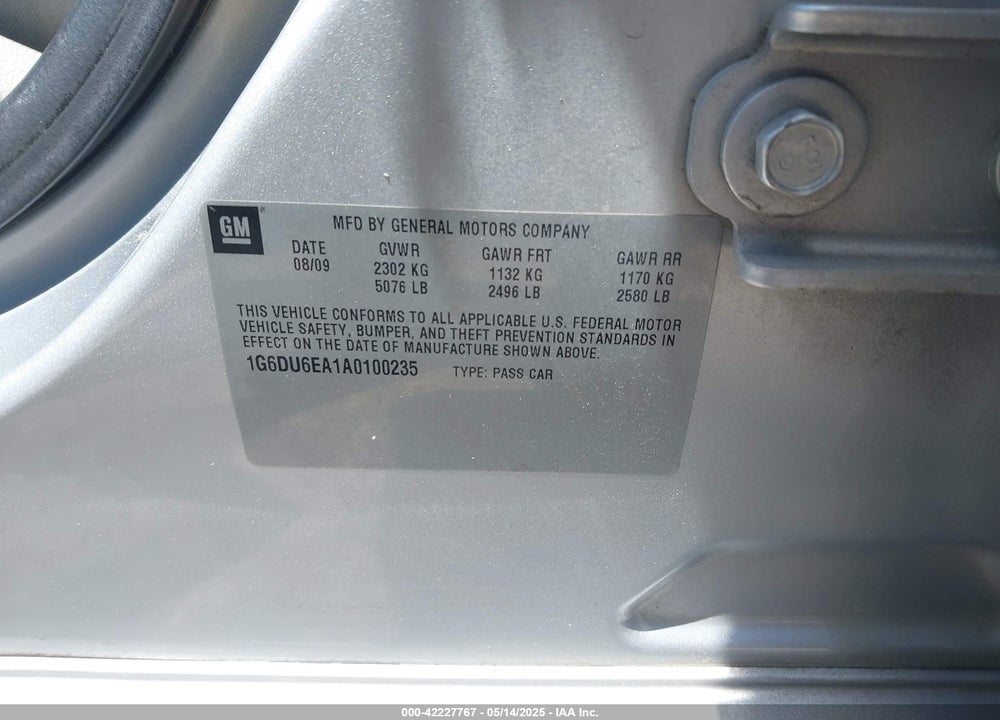 2010 CADILLAC STS VIN: 1G6DU6EA1A0100235