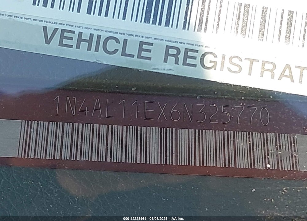 2006 NISSAN ALTIMA VIN: 1N4AL11EX6N325770