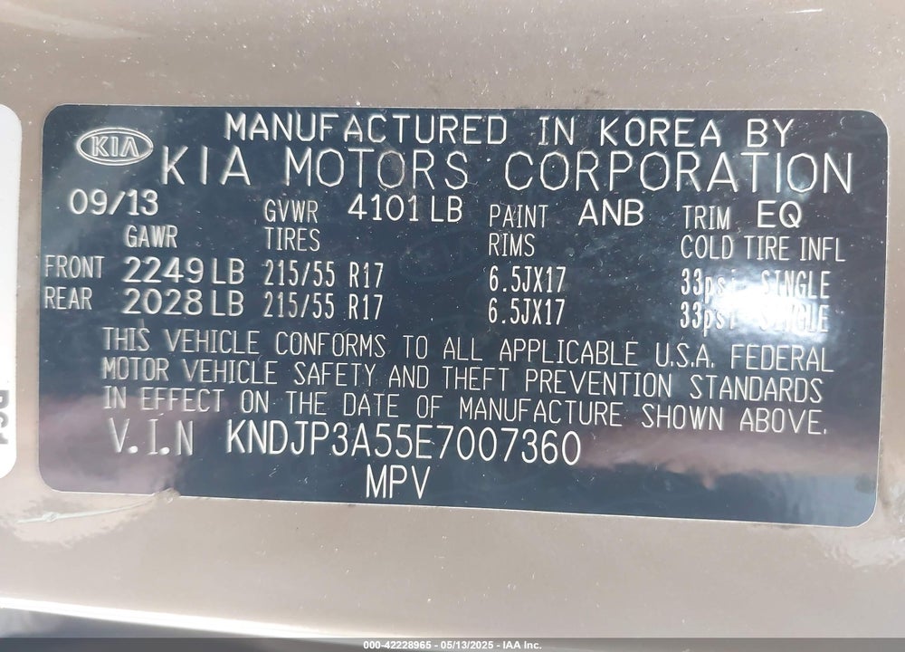 2014 KIA SOUL VIN: KNDJP3A55E7007360