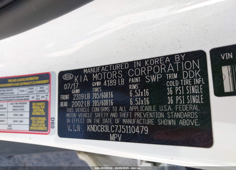 2018 KIA NIRO VIN: KNDCB3LC7J5110479