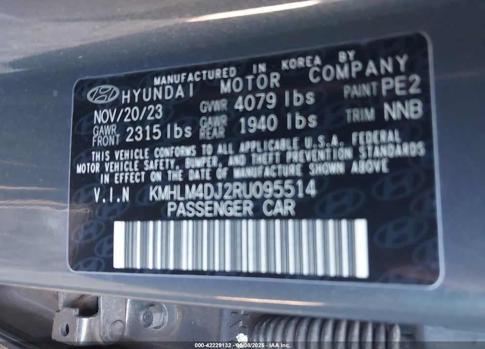 2024 HYUNDAI ELANTRA HYBRID VIN: KMHLM4DJ2RU095514