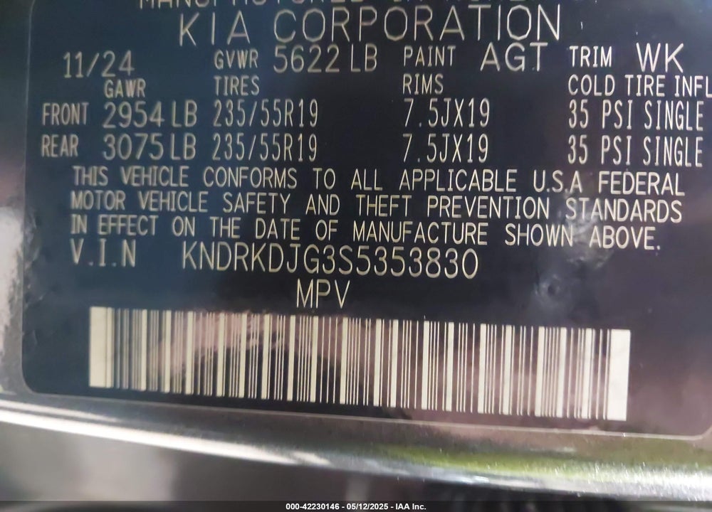 2025 KIA SORENTO HYBRID SX PRESTIGE VIN: KNDRKDJG3S5353830