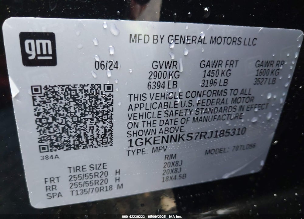 2024 GMC ACADIA VIN: 1GKENNKS7RJ185310