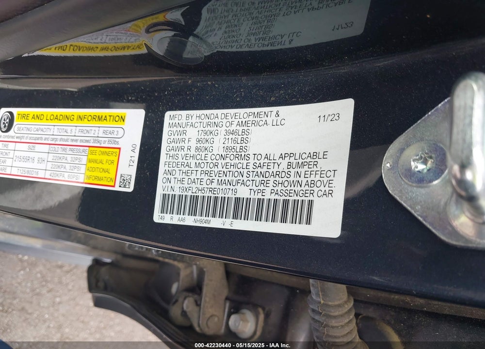 2024 HONDA CIVIC LX VIN: 19XFL2H57RE010719