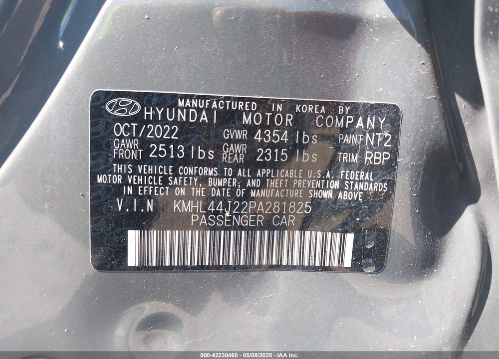 2023 HYUNDAI SONATA SEL PLUS VIN: KMHL44J22PA281825