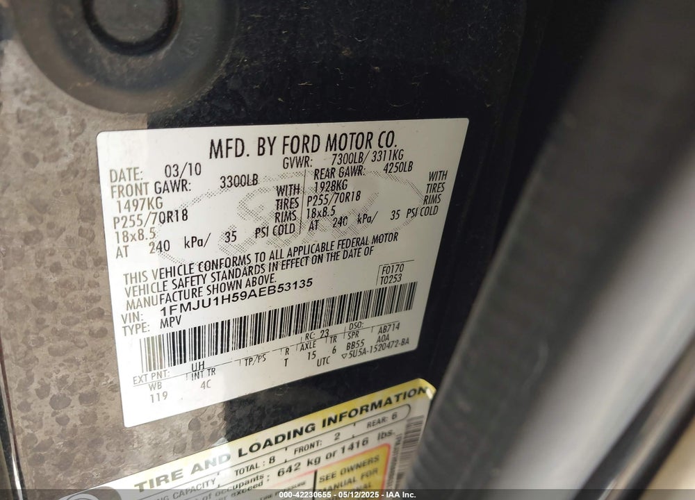 2010 FORD EXPEDITION VIN: 1FMJU1H59AEB53135