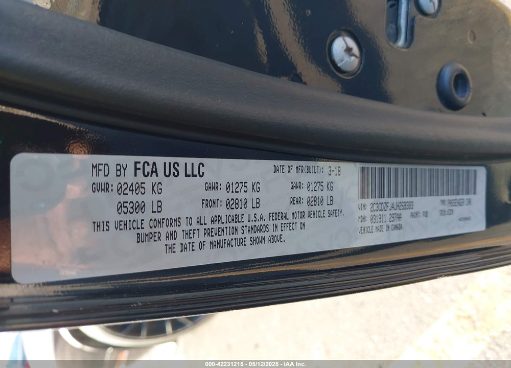 2018 DODGE CHALLENGER R/T SCAT PACK VIN: 2C3CDZFJ4JH269383