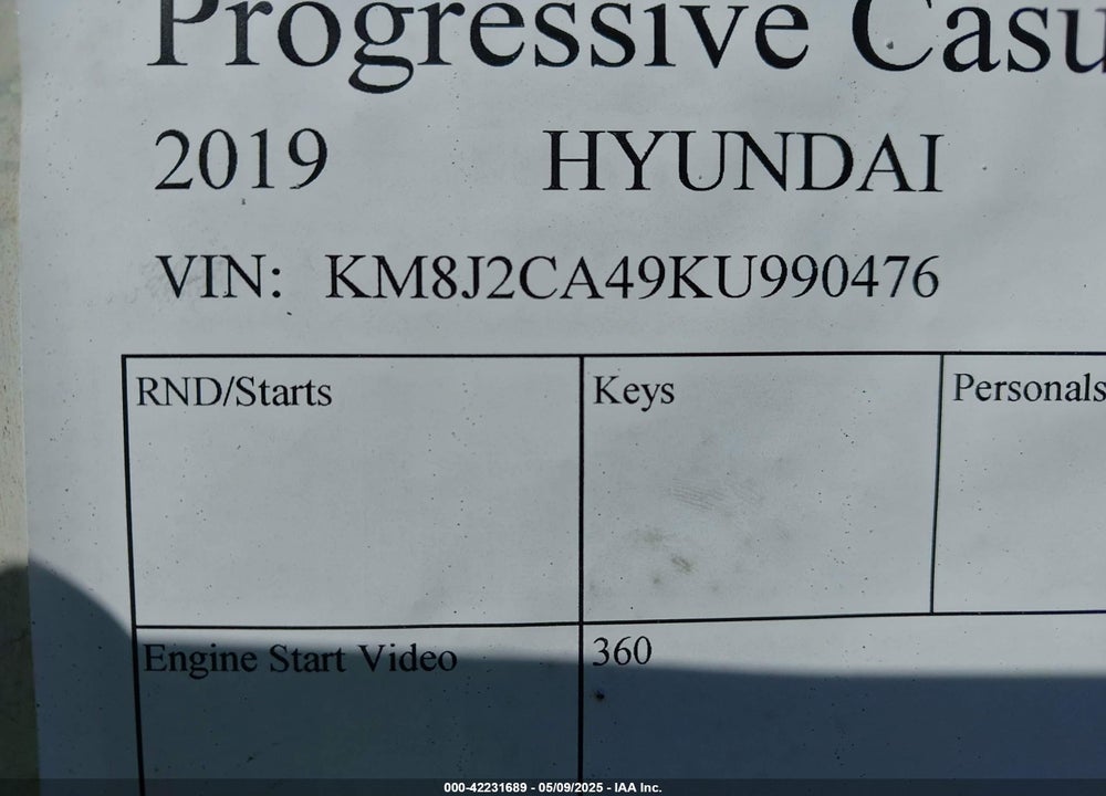 2019 HYUNDAI TUCSON VIN: KM8J2CA49KU990476