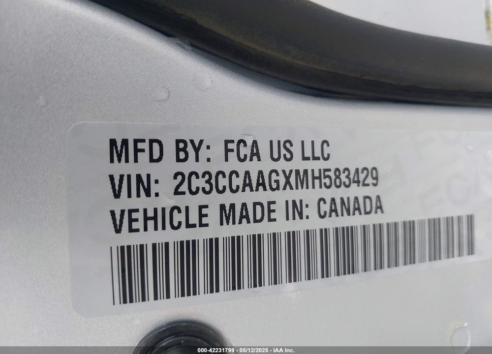 2021 CHRYSLER 300 VIN: 2C3CCAAGXMH583429