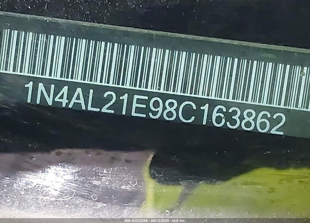 2008 NISSAN ALTIMA VIN: 1N4AL21E98C163862
