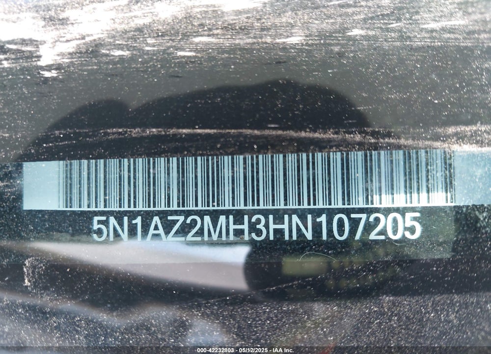 2017 NISSAN MURANO VIN: 5N1AZ2MH3HN107205