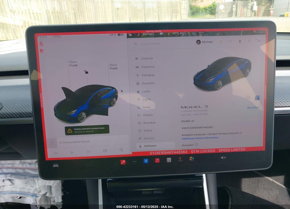 2019 TESLA MODEL 3 LONG RANGE/PERFORMANCE VIN: 5YJ3E1EB4KF442363