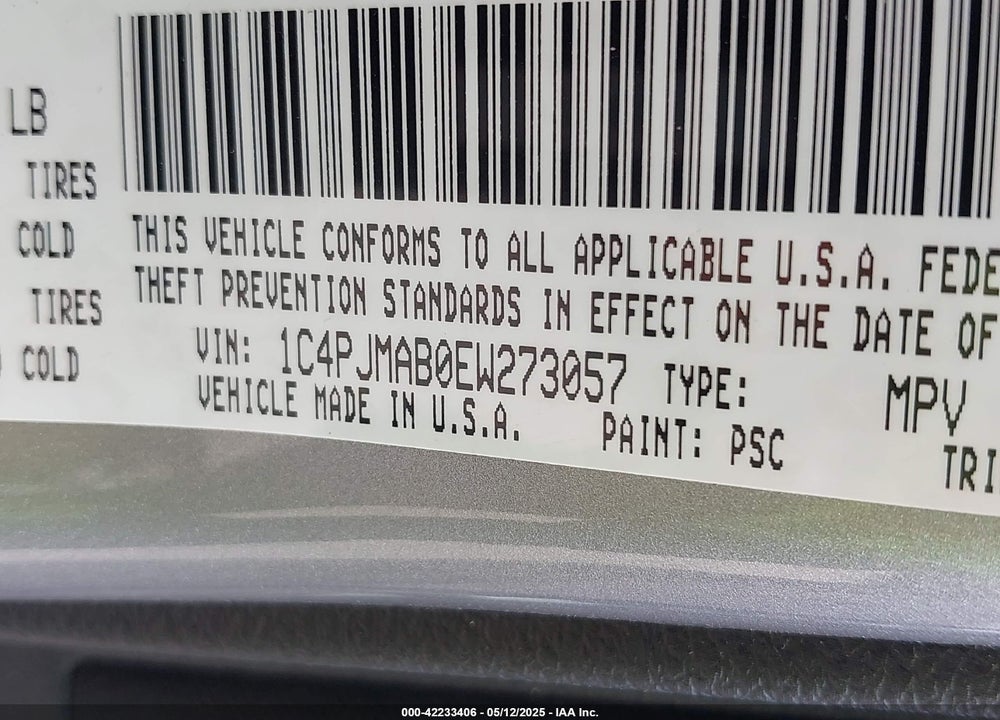 2014 JEEP CHEROKEE VIN: 1C4PJMAB0EW273057