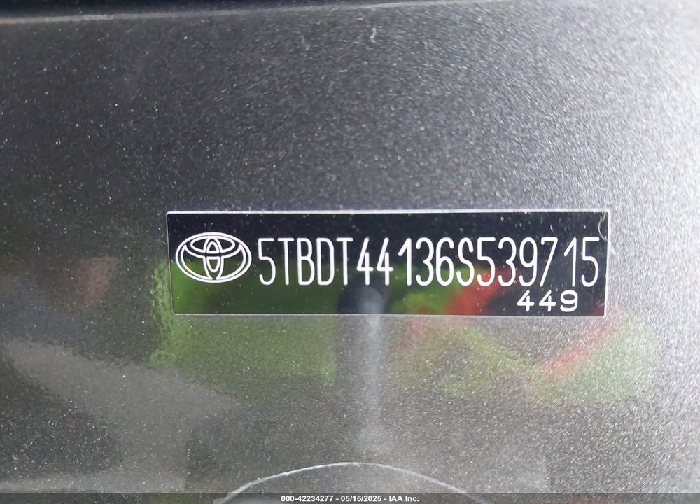 2006 TOYOTA TUNDRA SR5 V8 VIN: 5TBDT44136S539715