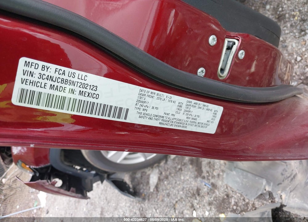 2022 JEEP COMPASS VIN: 3C4NJCBB9NT202123