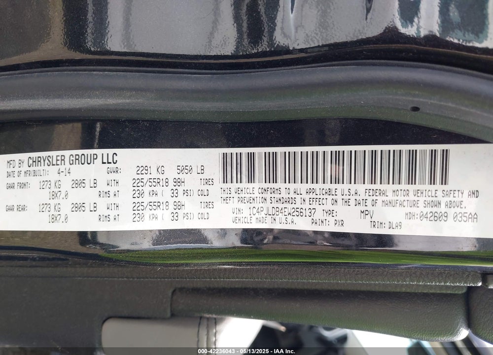 2014 JEEP CHEROKEE VIN: 1C4PJLDB4EW256137