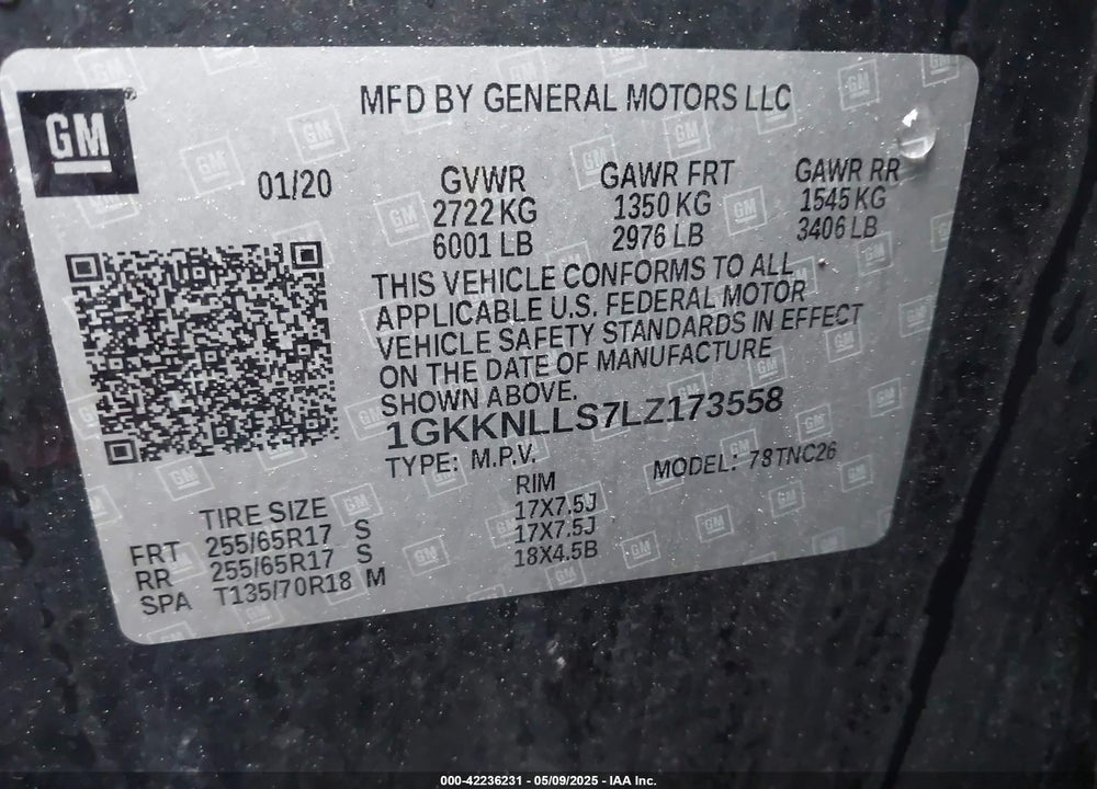 2020 GMC ACADIA AWD AT4 VIN: 1GKKNLLS7LZ173558