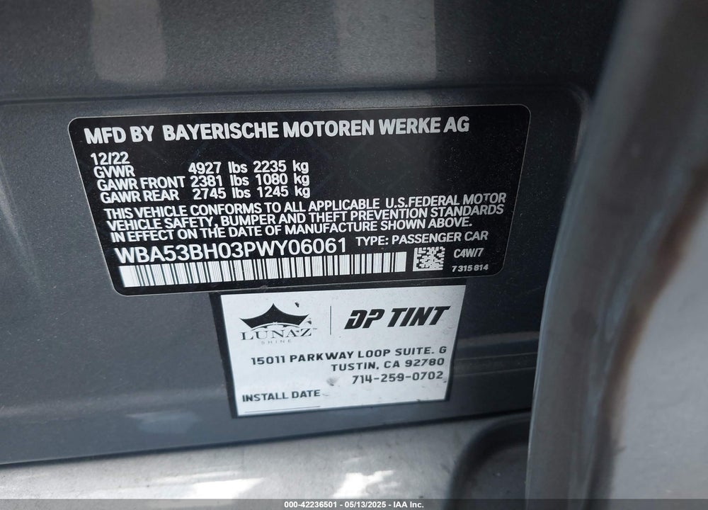 2023 BMW 530 VIN: WBA53BH03PWY06061