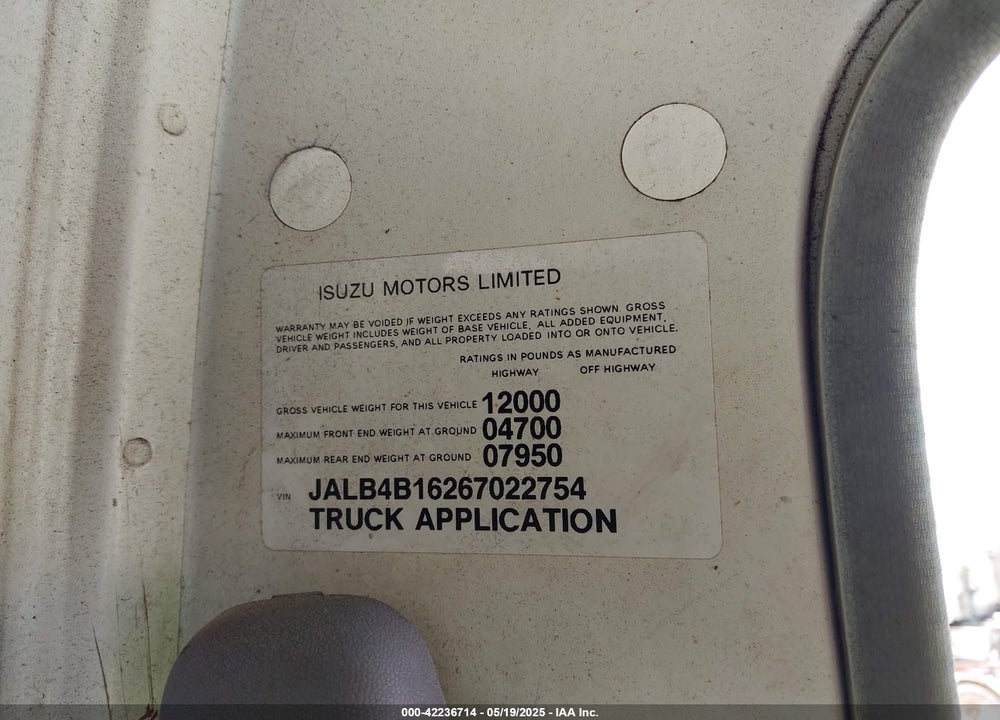 2006 ISUZU W3S042 NPR DSL REG VIN: JALB4B16267022754