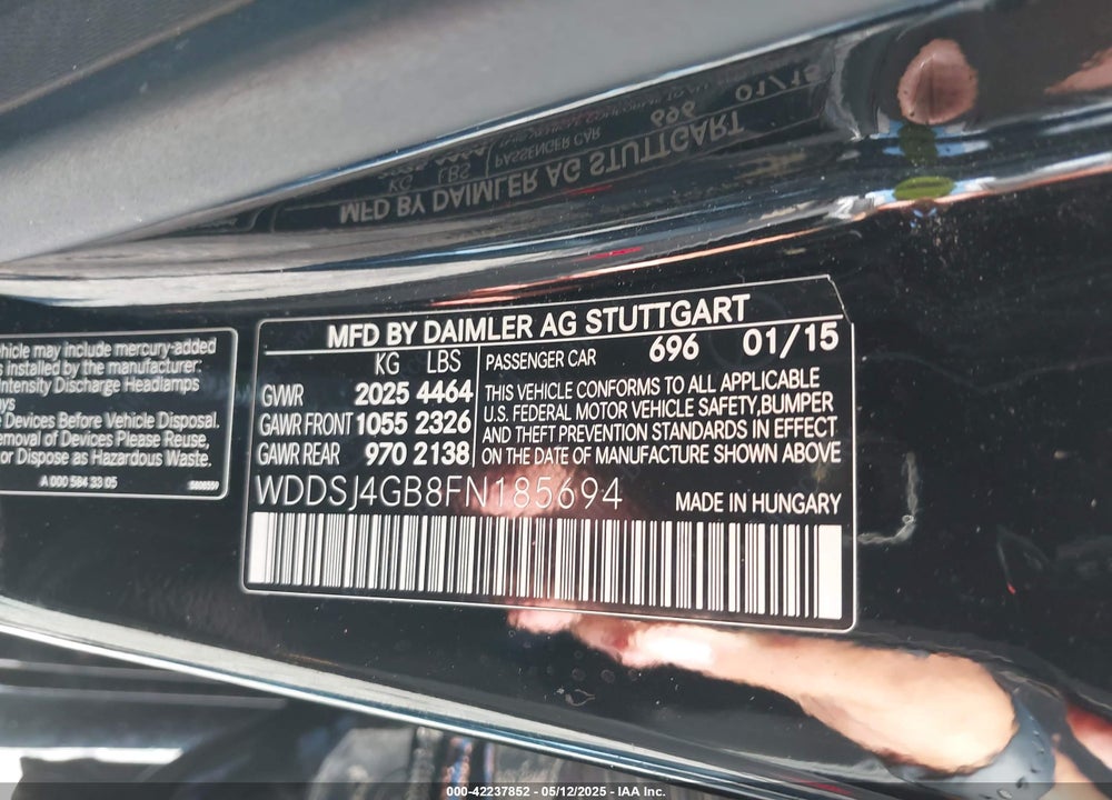 2015 MERCEDES-BENZ CLA VIN: WDDSJ4GB8FN185694
