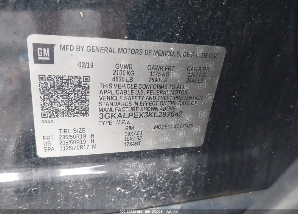 2019 GMC TERRAIN VIN: 3GKALPEX3KL297642