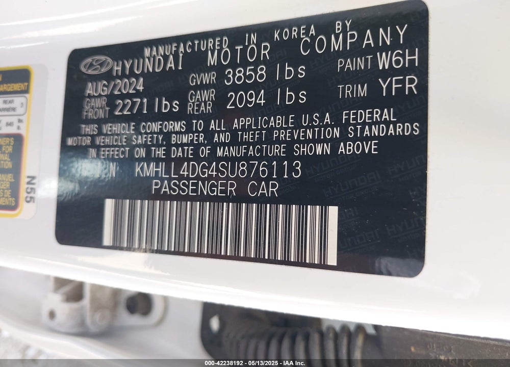 2025 HYUNDAI ELANTRA VIN: KMHLL4DG4SU876113