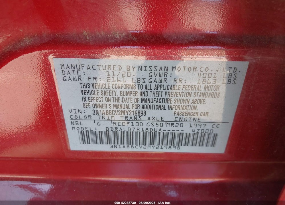 2021 NISSAN SENTRA SV XTRONIC CVT VIN: 3N1AB8CV2MY219898