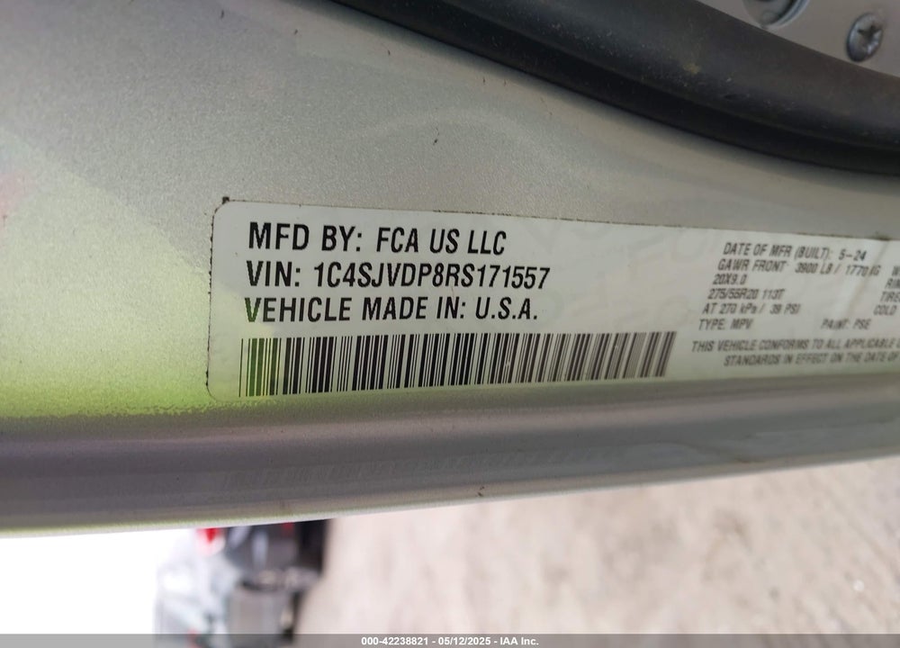 2024 JEEP WAGONEER VIN: 1C4SJVDP8RS171557