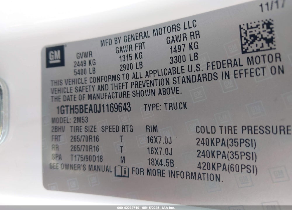 2018 GMC CANYON VIN: 1GTH5BEA0J1169643