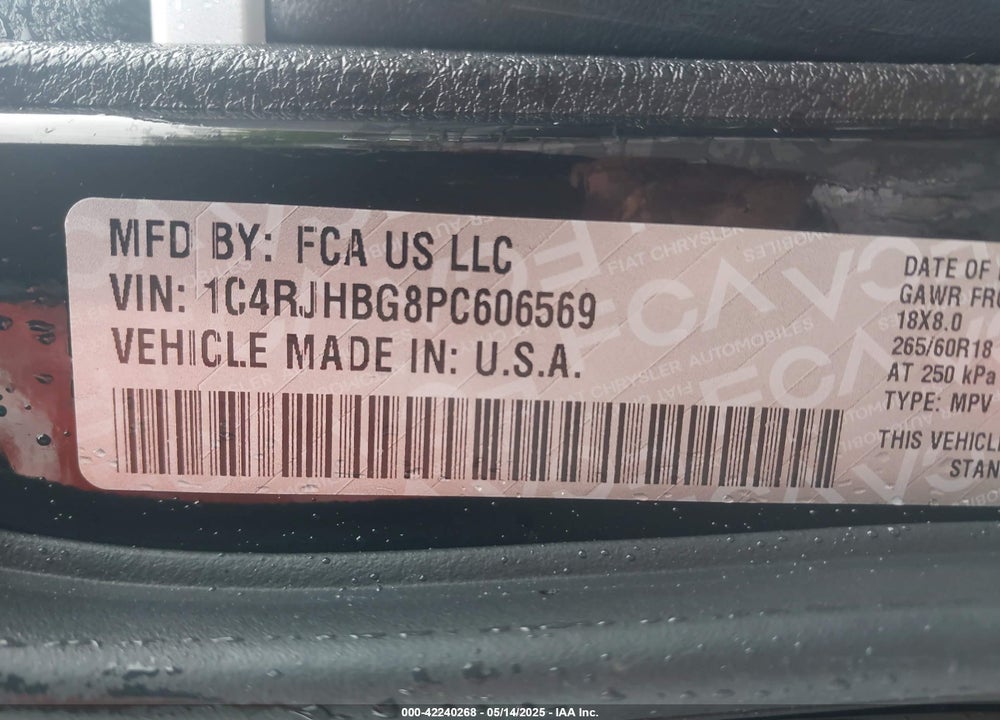 2023 JEEP GRAND CHEROKEE VIN: 1C4RJHBG8PC606569