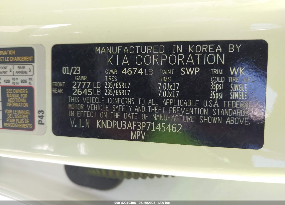 2023 KIA SPORTAGE VIN: KNDPU3AF3P7145462