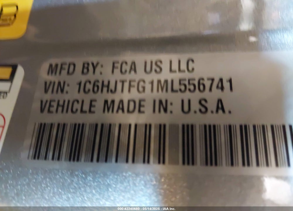 2021 JEEP GLADIATOR VIN: 1C6HJTFG1ML556741