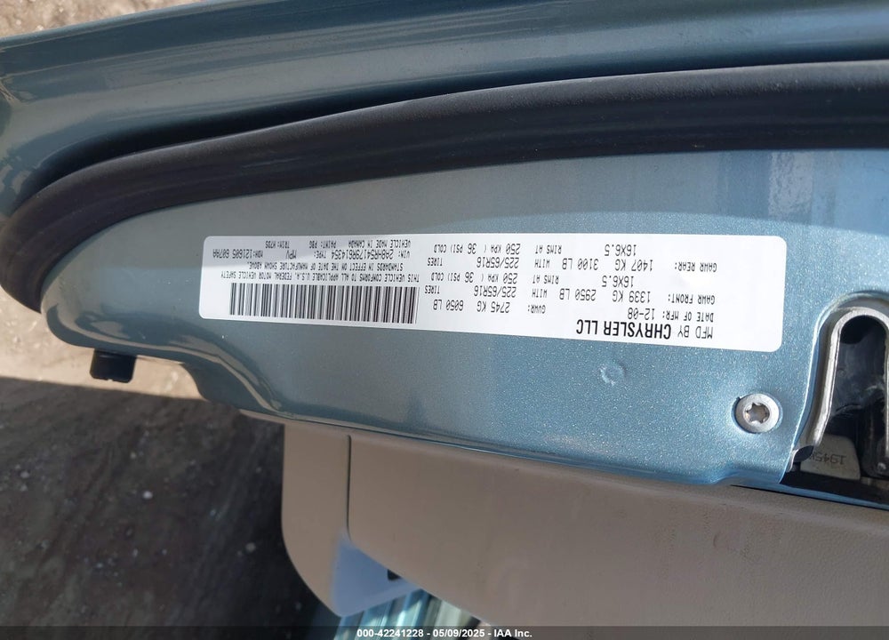 2009 CHRYSLER TOWN & COUNTRY TOURING VIN: 2A8HR54179R614354