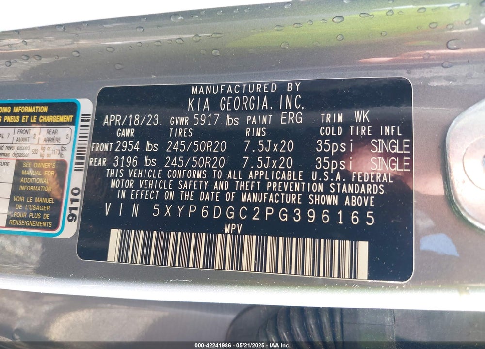 2023 KIA TELLURIDE S VIN: 5XYP6DGC2PG396165