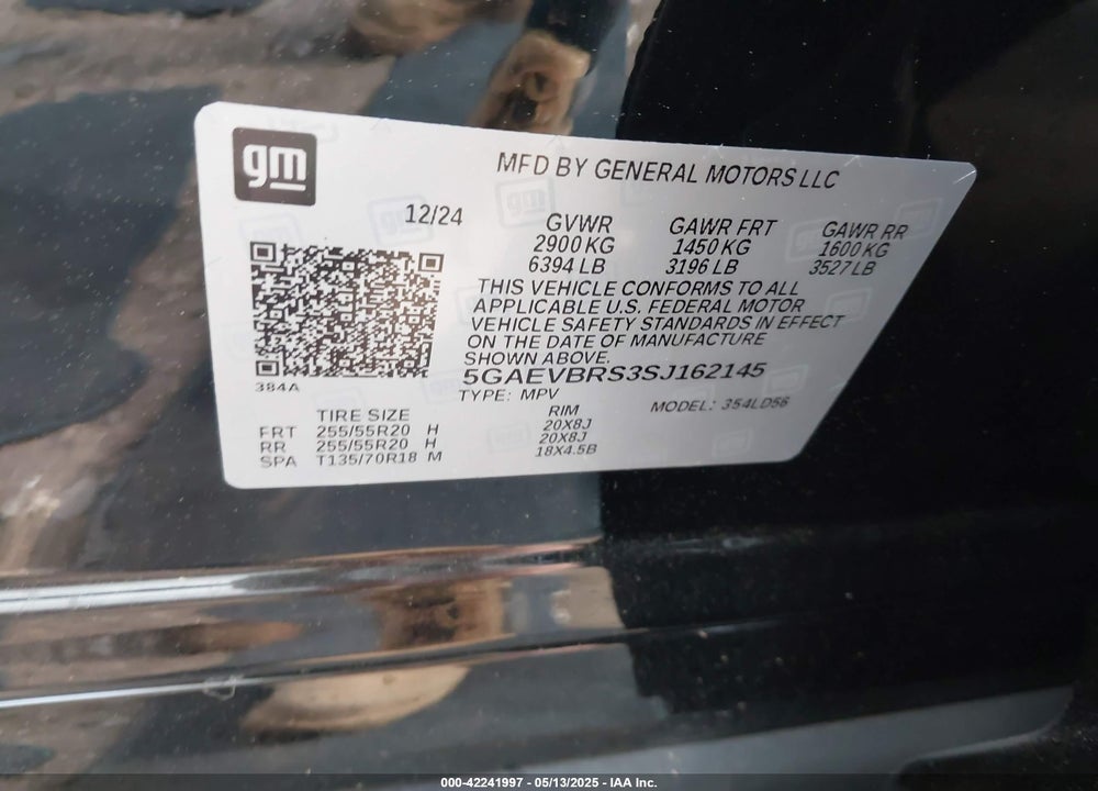 2025 BUICK ENCLAVE SPORT TOURING FWD VIN: 5GAEVBRS3SJ162145