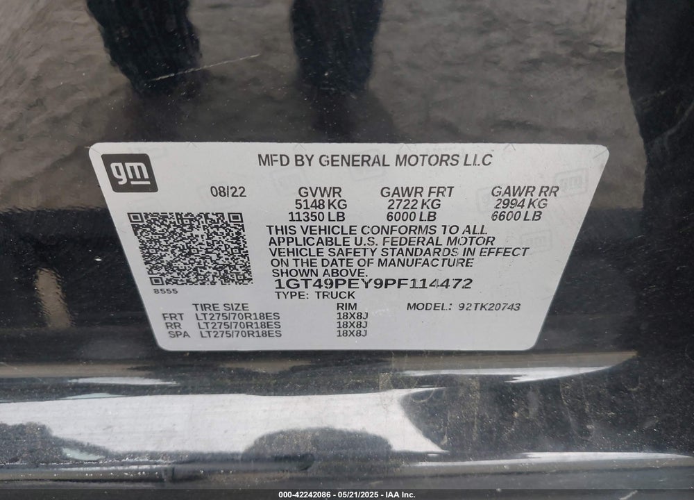 2023 GMC SIERRA 2500HD 4WD STANDARD BED AT4 VIN: 1GT49PEY9PF114472