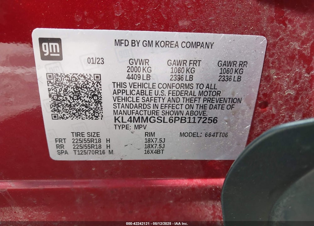 2023 BUICK ENCORE GX VIN: KL4MMGSL6PB117256