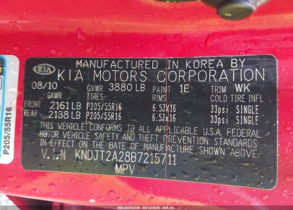2011 KIA SOUL VIN: KNDJT2A28B7215711
