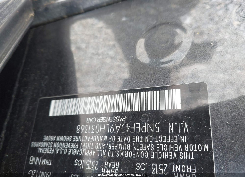2020 HYUNDAI SONATA SEL VIN: 5NPEF4JA9LH031368