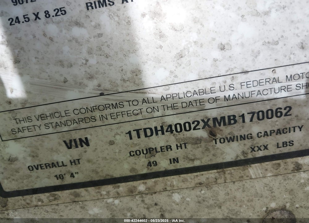 2021 TRAILER TIMPTE VIN: 1TDH4002XMB170062