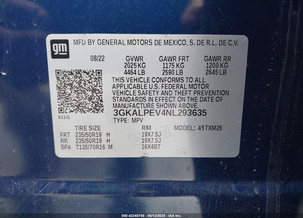 2022 GMC TERRAIN VIN: 3GKALPEV4NL293635