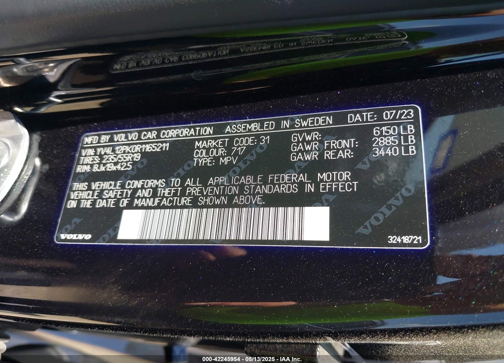 2024 VOLVO XC90 VIN: YV4L12PK0R1165211