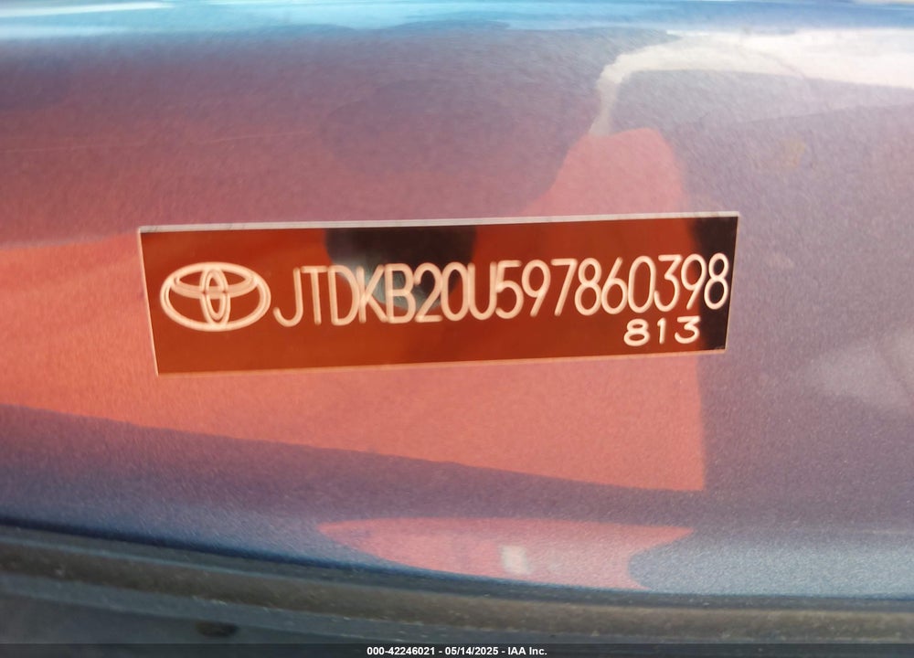 2009 TOYOTA PRIUS VIN: JTDKB20U597860398
