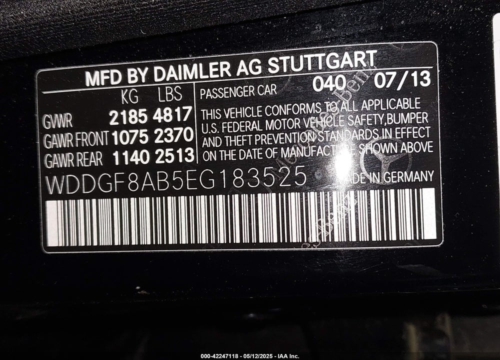 2014 MERCEDES-BENZ C 300 VIN: WDDGF8AB5EG183525