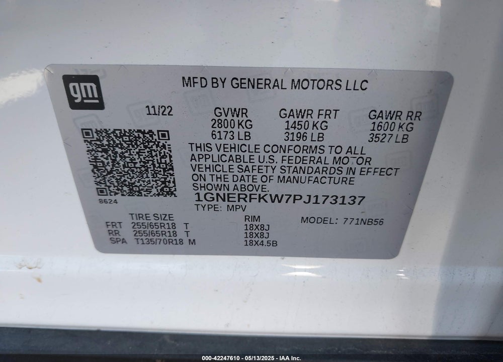 2023 CHEVROLET TRAVERSE FWD LS VIN: 1GNERFKW7PJ173137